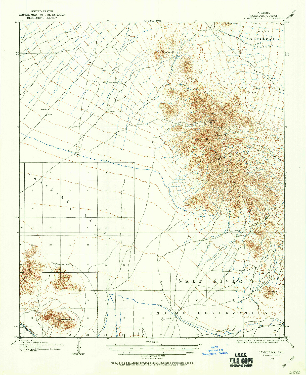 USGS 1:62500-SCALE QUADRANGLE FOR CAMELBACK, AZ 1904