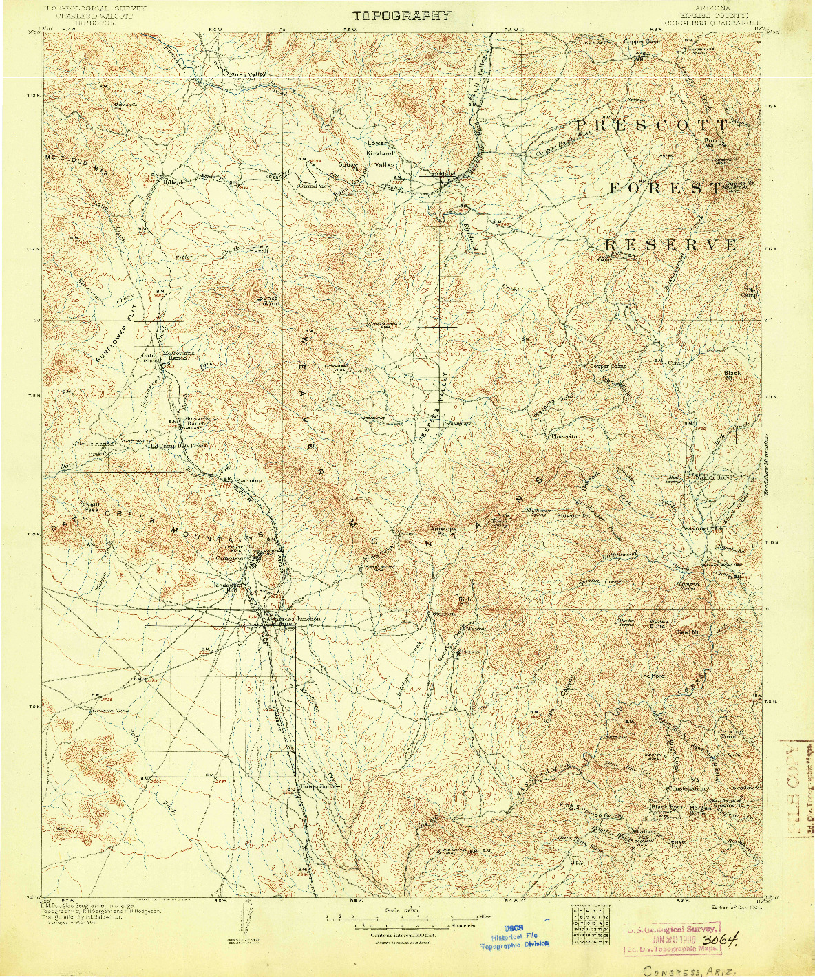 USGS 1:125000-SCALE QUADRANGLE FOR CONGRESS, AZ 1904