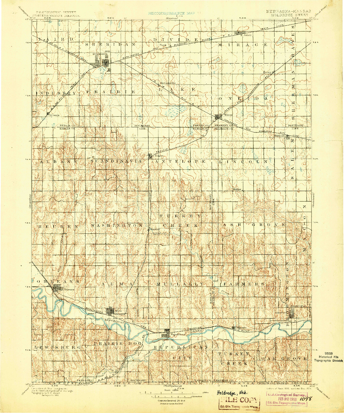 USGS 1:125000-SCALE QUADRANGLE FOR HOLDREGE, NE 1896