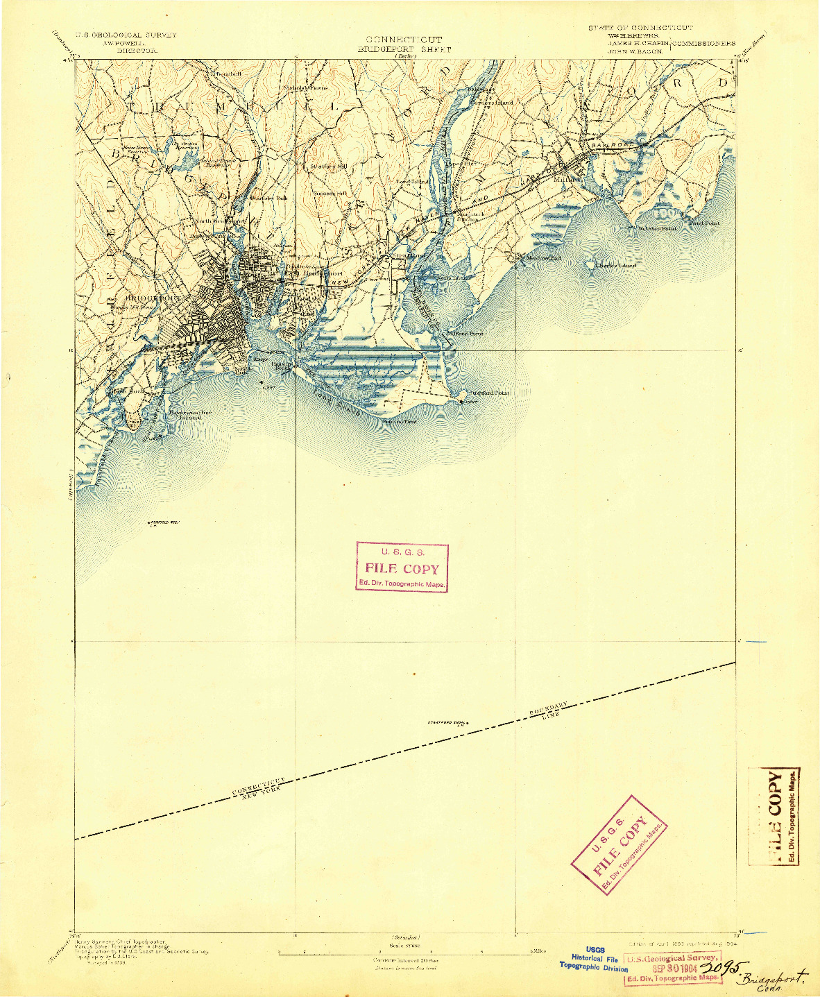 USGS 1:62500-SCALE QUADRANGLE FOR BRIDGEPORT, CT 1893