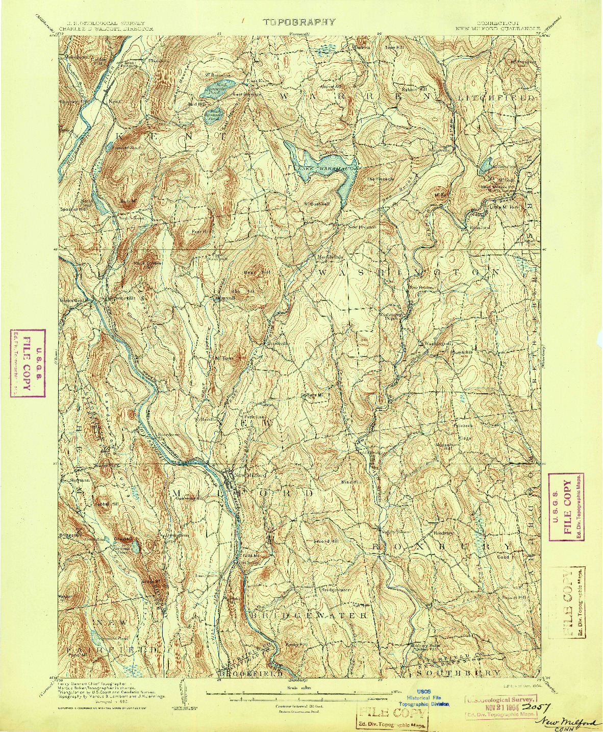 USGS 1:62500-SCALE QUADRANGLE FOR NEW MILFORD, CT 1904