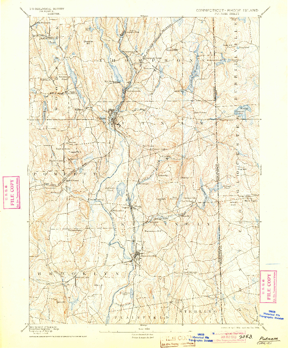 USGS 1:62500-SCALE QUADRANGLE FOR PUTNAM, CT 1893