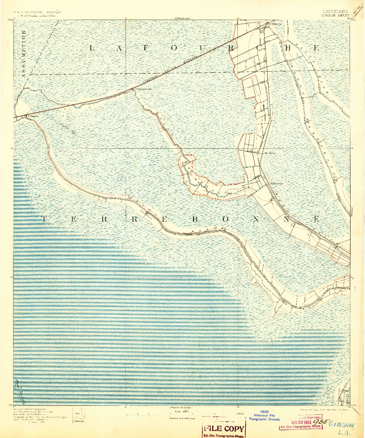 USGS 1:62500-SCALE QUADRANGLE FOR GIBSON, LA 1892