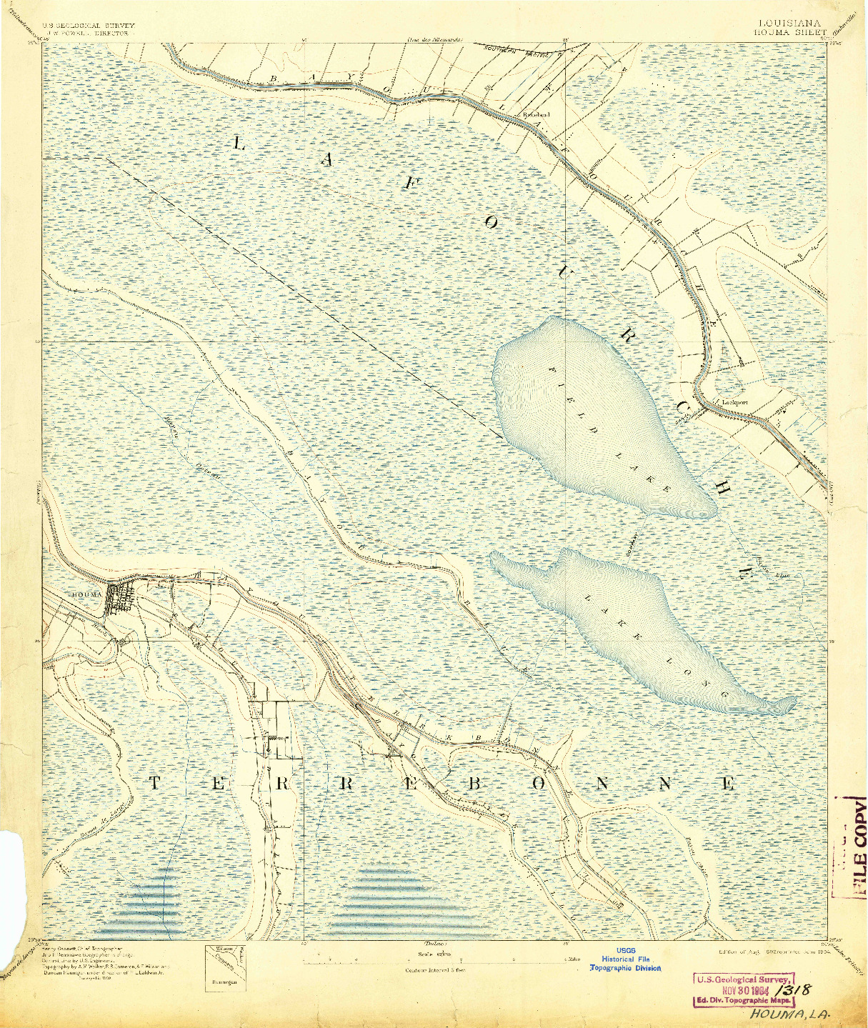 USGS 1:62500-SCALE QUADRANGLE FOR HOUMA, LA 1892