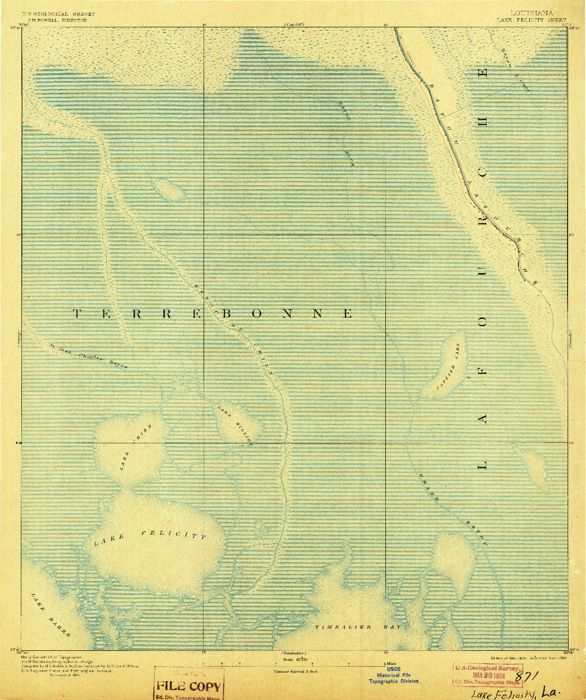 USGS 1:62500-SCALE QUADRANGLE FOR LAKE FELICITY, LA 1894