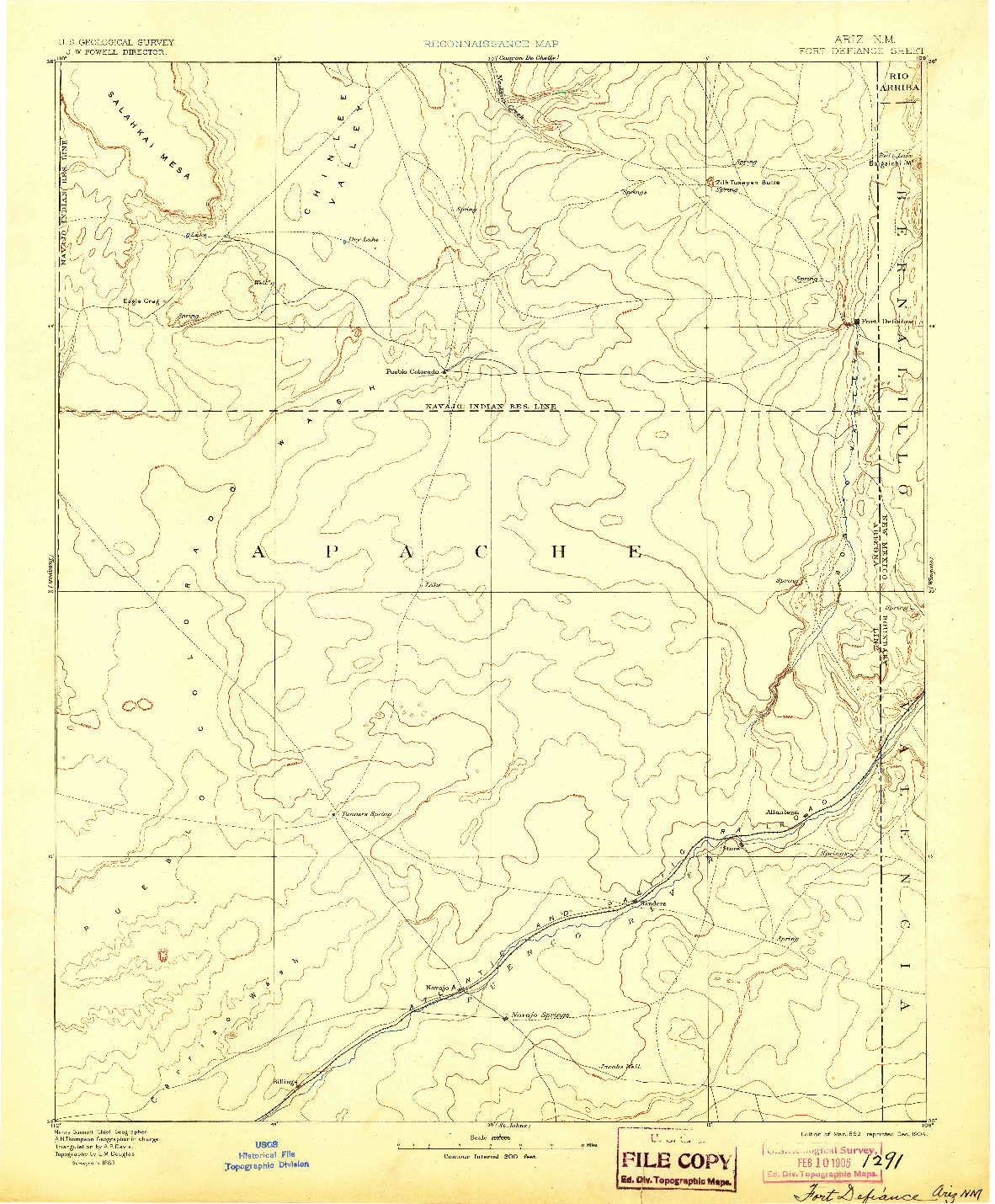 USGS 1:250000-SCALE QUADRANGLE FOR FORT DEFIANCE, AZ 1892