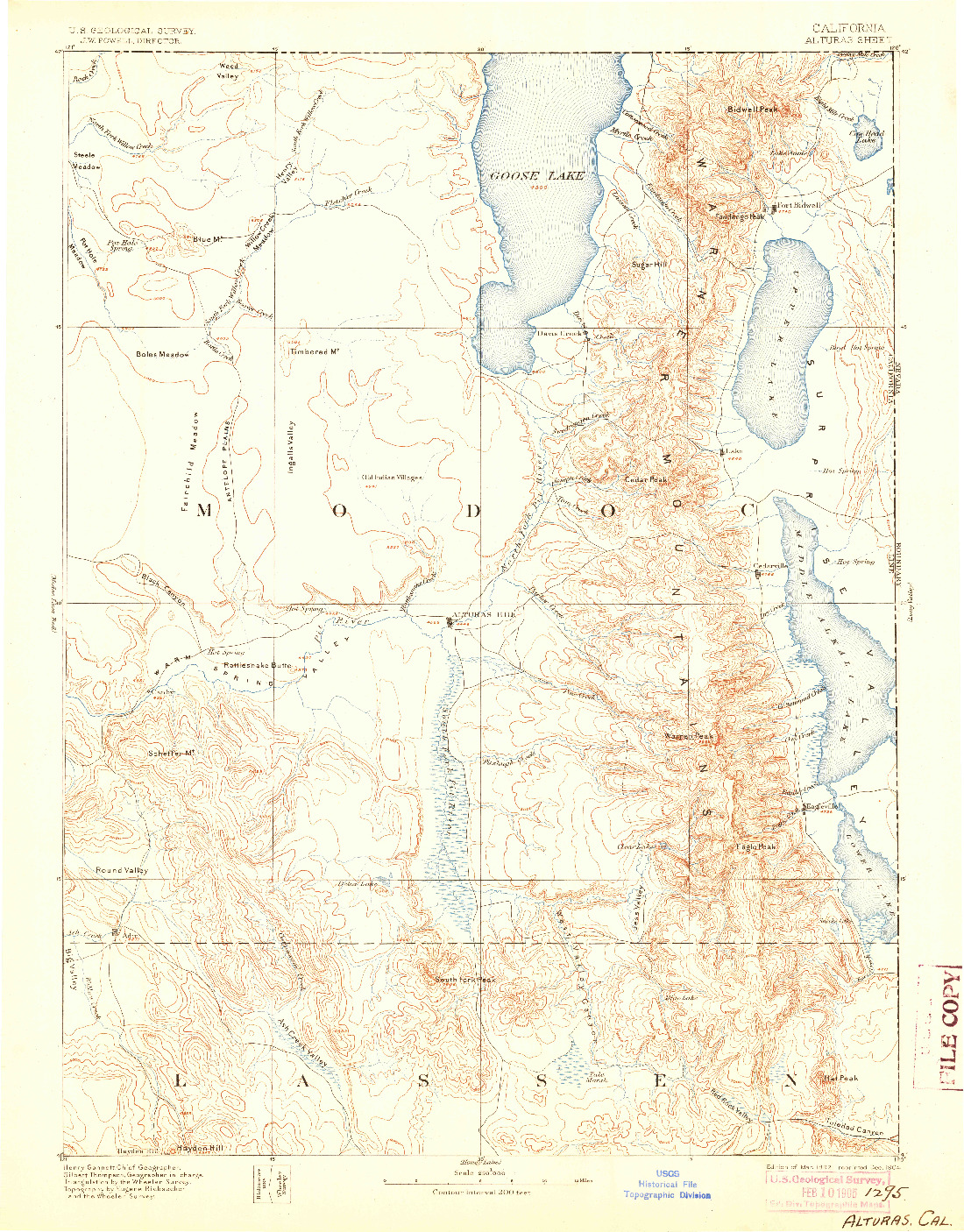 USGS 1:250000-SCALE QUADRANGLE FOR ALTURAS, CA 1892