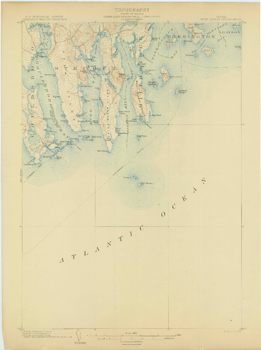 USGS 1:62500-SCALE QUADRANGLE FOR PETIT MANAN, ME 1904