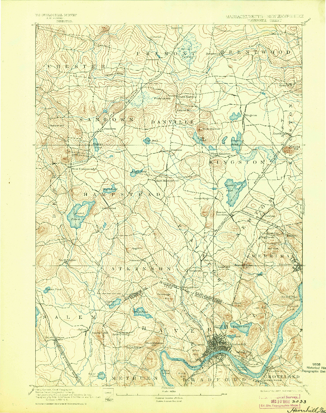 USGS 1:62500-SCALE QUADRANGLE FOR HAVERHILL, MA 1893