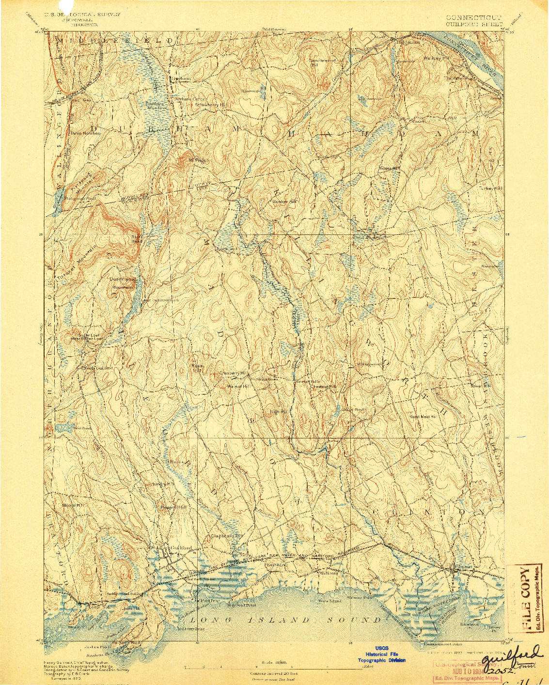 USGS 1:62500-SCALE QUADRANGLE FOR GUILFORD, CT 1893