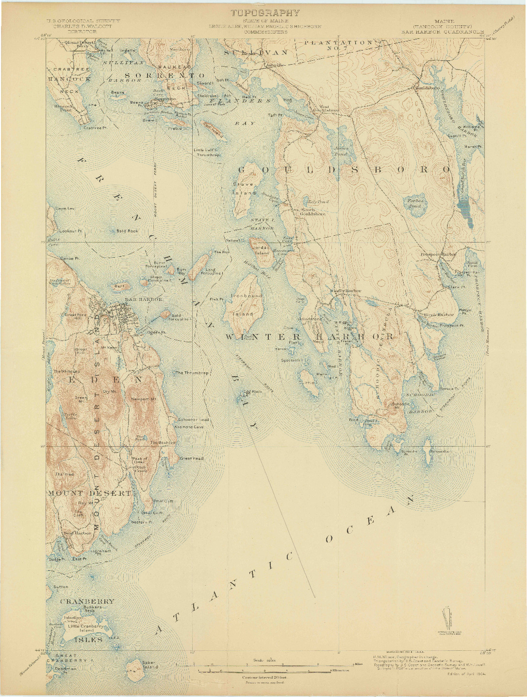 USGS 1:62500-SCALE QUADRANGLE FOR BAR HARBOR, ME 1904