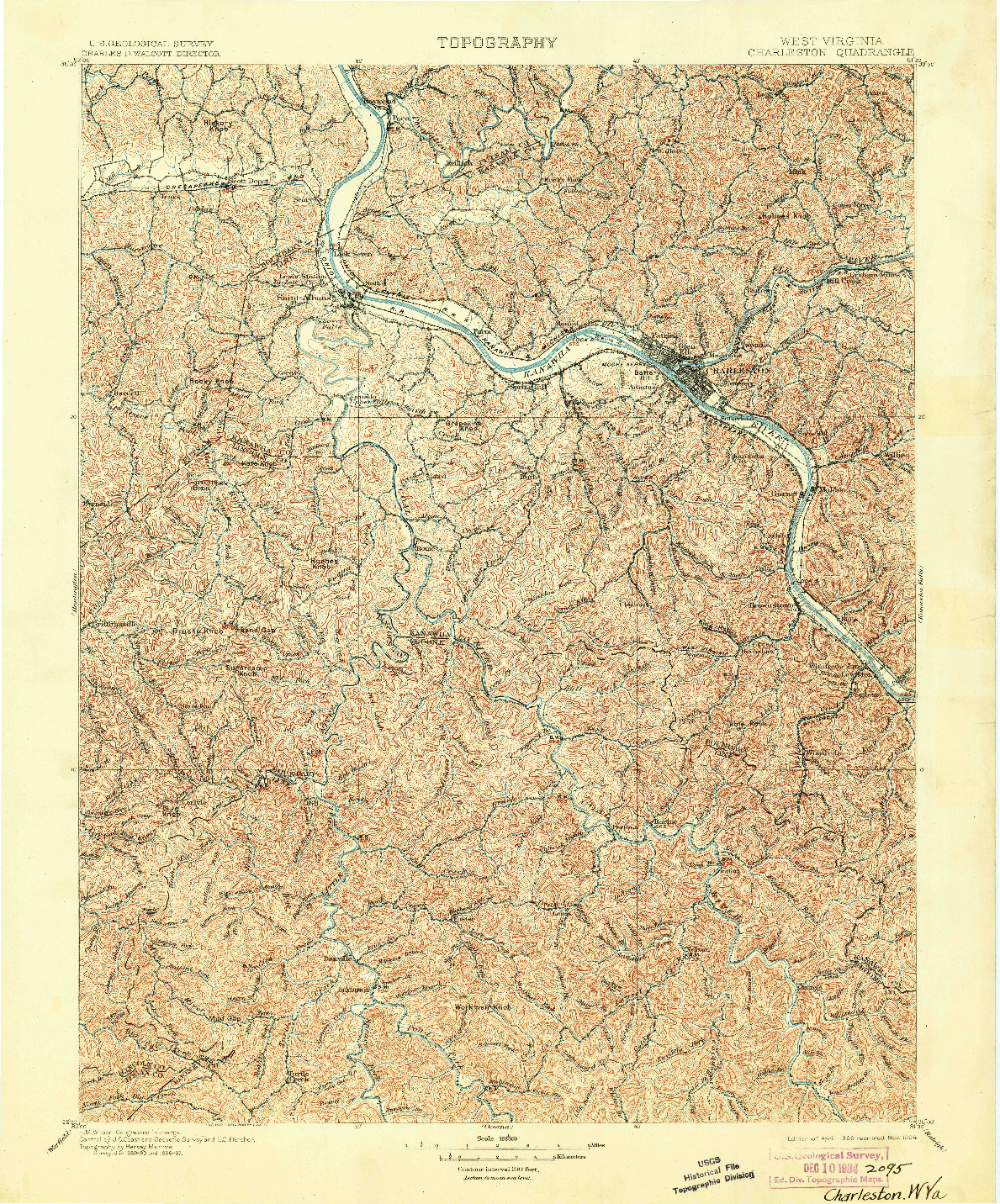 USGS 1:125000-SCALE QUADRANGLE FOR CHARLESTON, WV 1899