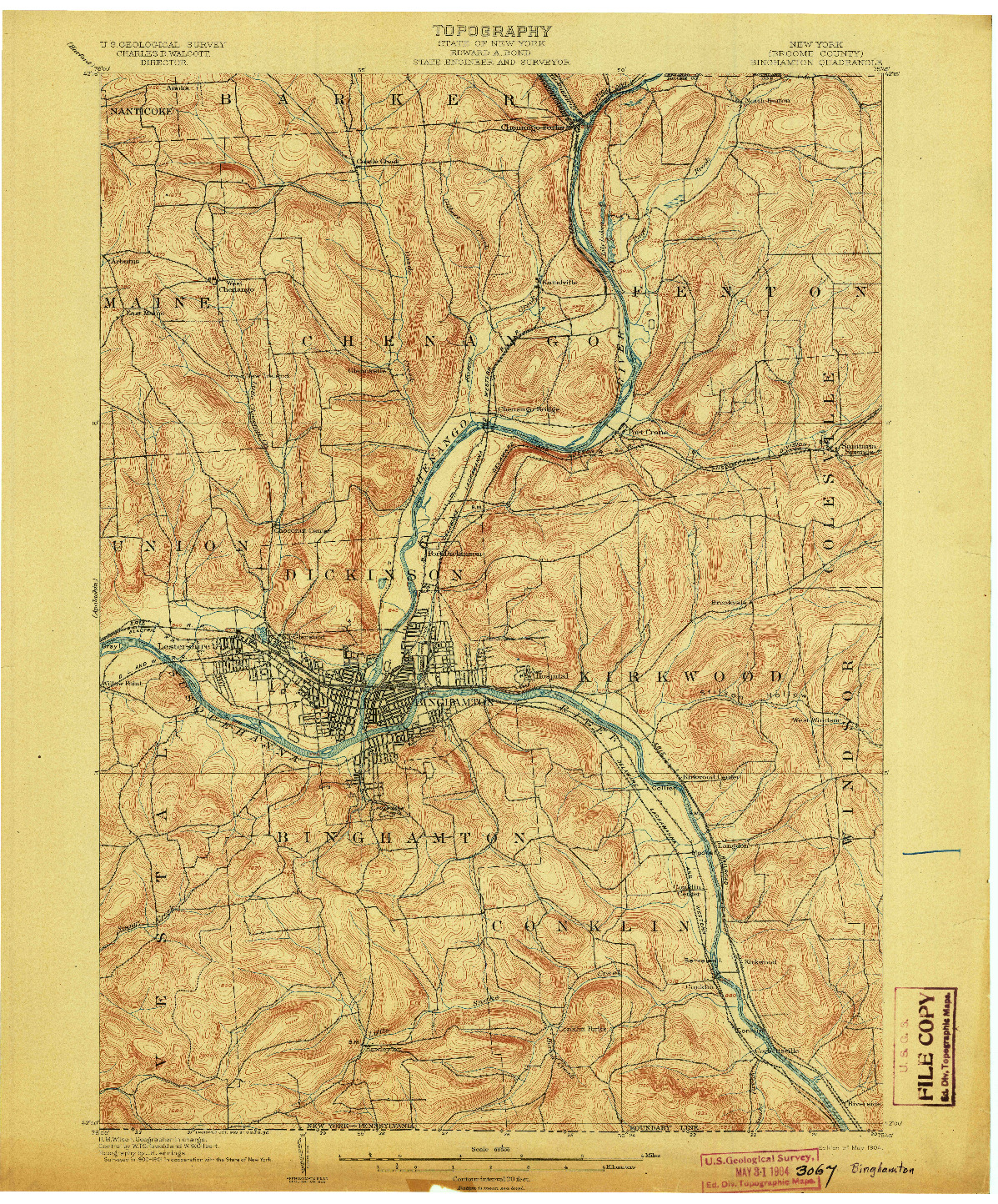 USGS 1:62500-SCALE QUADRANGLE FOR BINGHAMTON, NY 1904