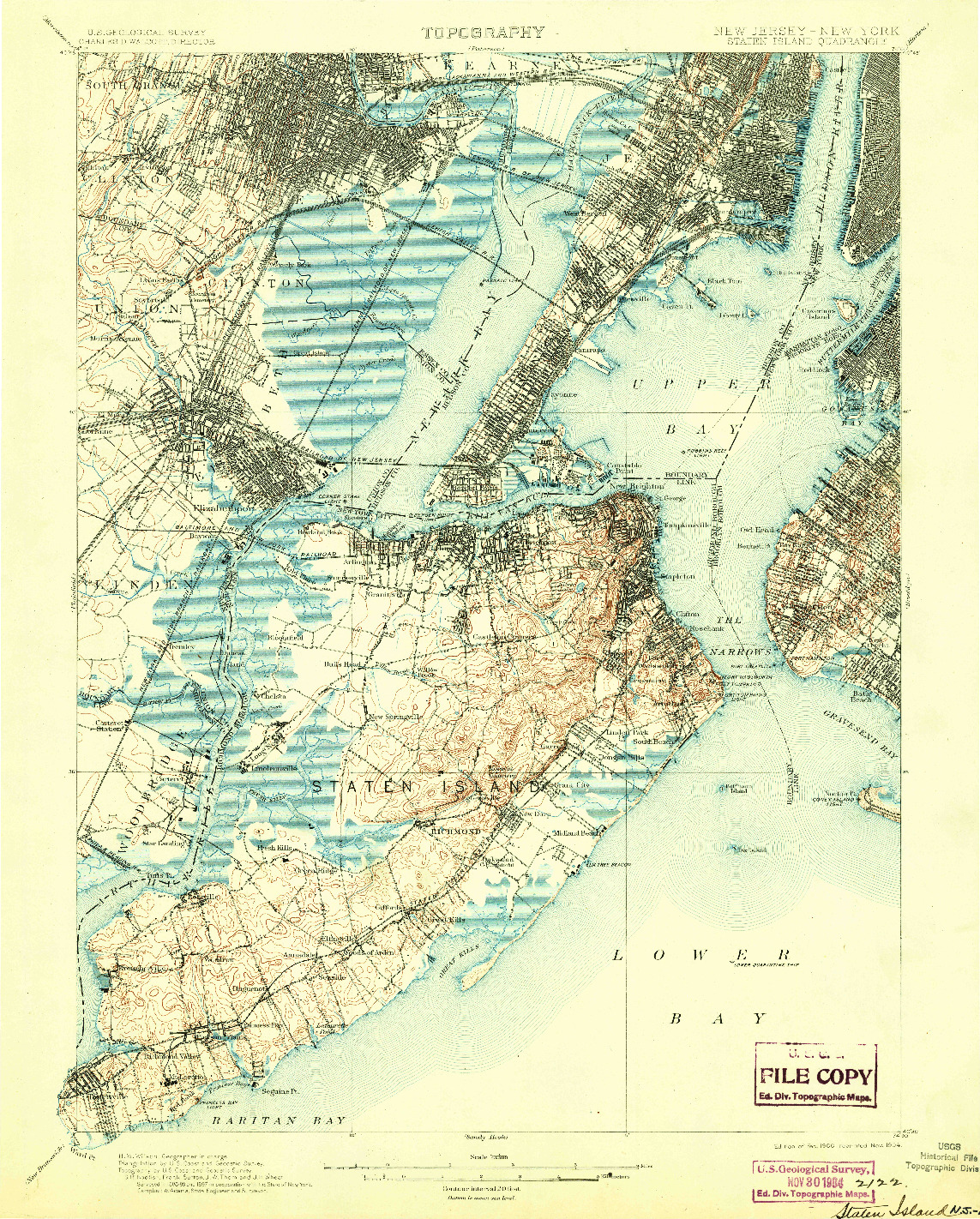 USGS 1:62500-SCALE QUADRANGLE FOR STATEN ISLAND, NJ 1900