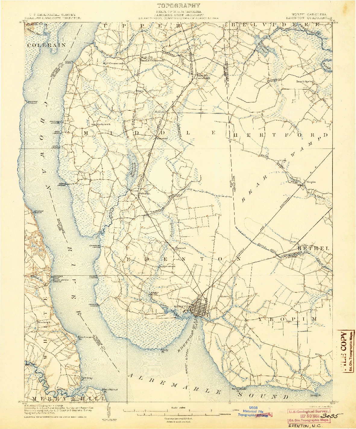 USGS 1:62500-SCALE QUADRANGLE FOR EDENTON, NC 1904