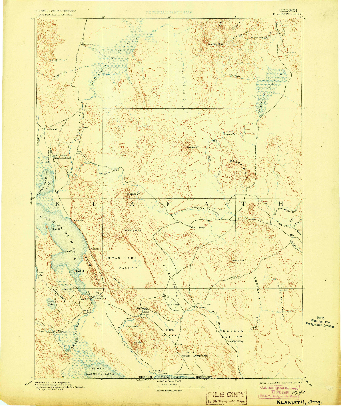 USGS 1:250000-SCALE QUADRANGLE FOR KLAMATH, OR 1894