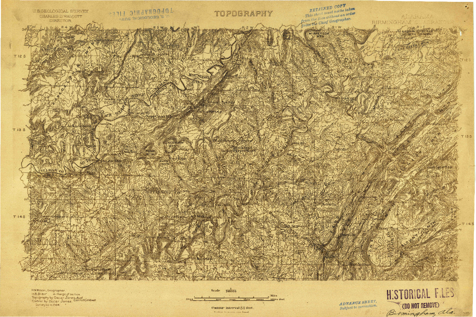 USGS 1:96000-SCALE QUADRANGLE FOR BIRMINGHAM, AL 1904