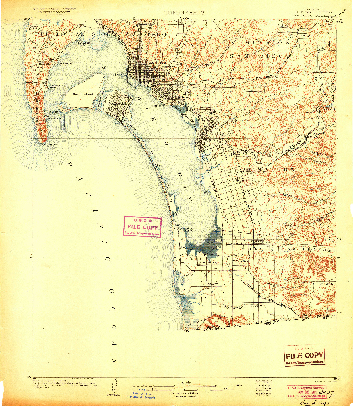 USGS 1:62500-SCALE QUADRANGLE FOR SAN DIEGO, CA 1904