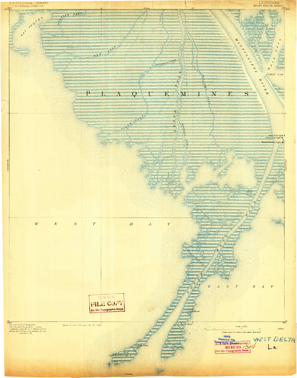 USGS 1:62500-SCALE QUADRANGLE FOR WEST DELTA, LA 1893