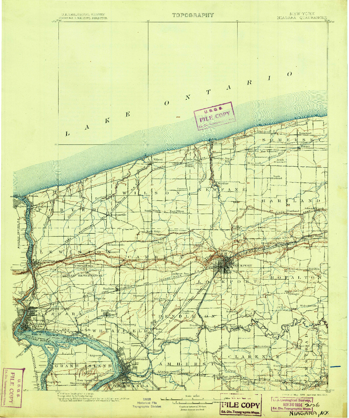 USGS 1:125000-SCALE QUADRANGLE FOR NIAGARA, NY 1899