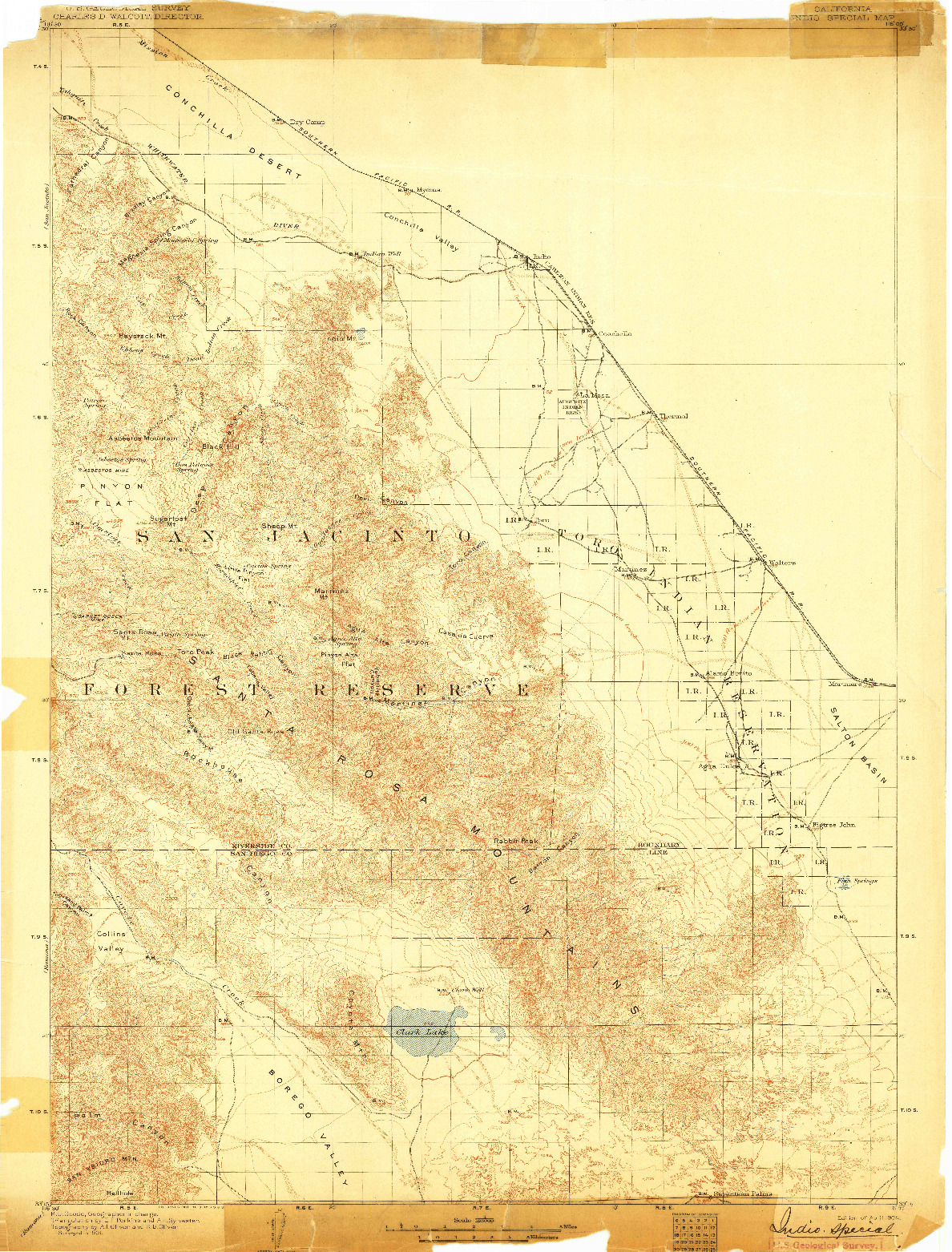 USGS 1:125000-SCALE QUADRANGLE FOR INDIO, CA 1904