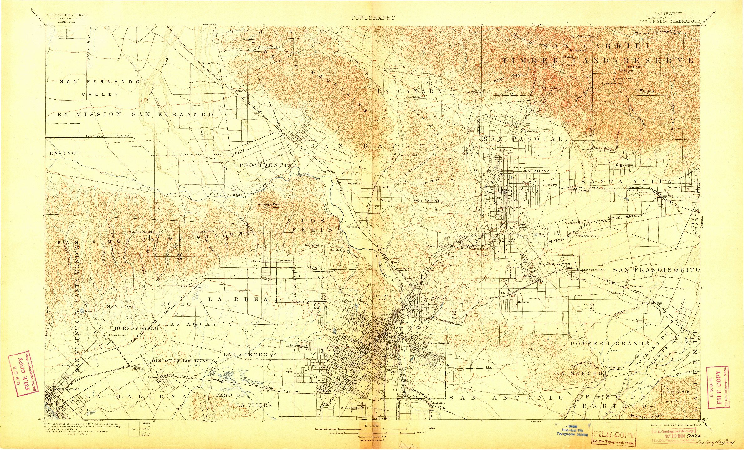 USGS 1:62500-SCALE QUADRANGLE FOR LOS ANGELES, CA 1900