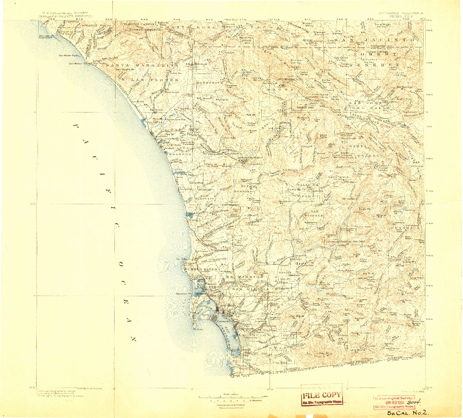 USGS 1:250000-SCALE QUADRANGLE FOR SOUTHERN CALIFORNIA SHEET NO. 2, CA 1904