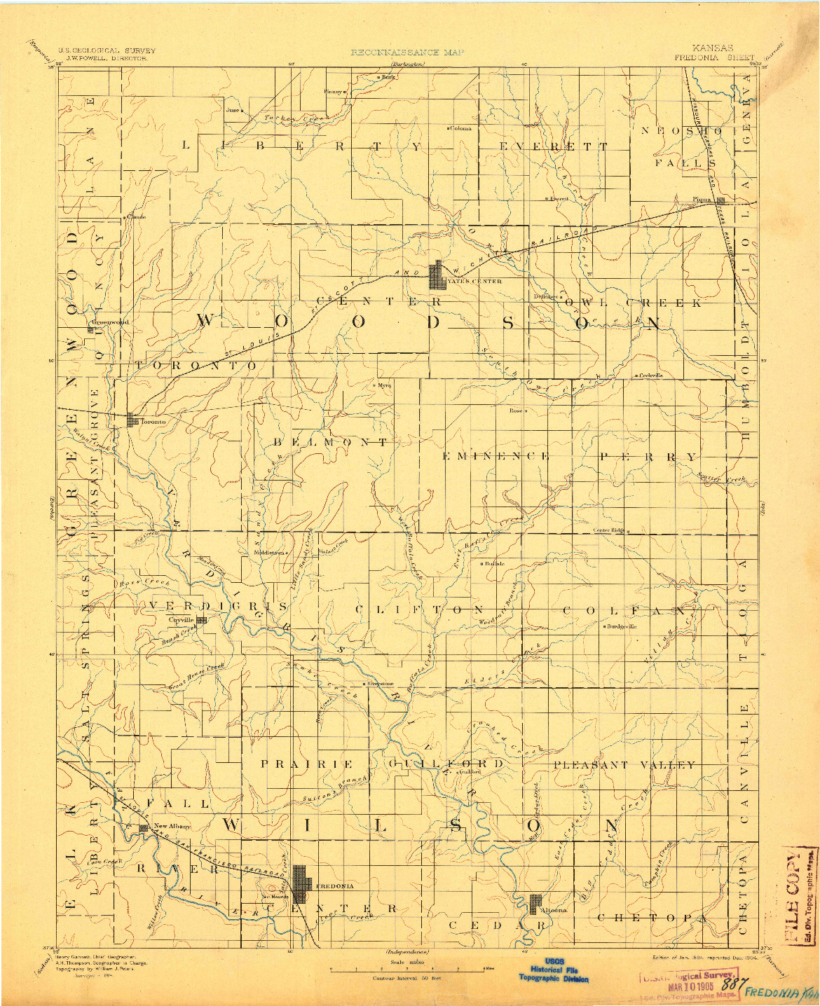 USGS 1:125000-SCALE QUADRANGLE FOR FREDONIA, KS 1894