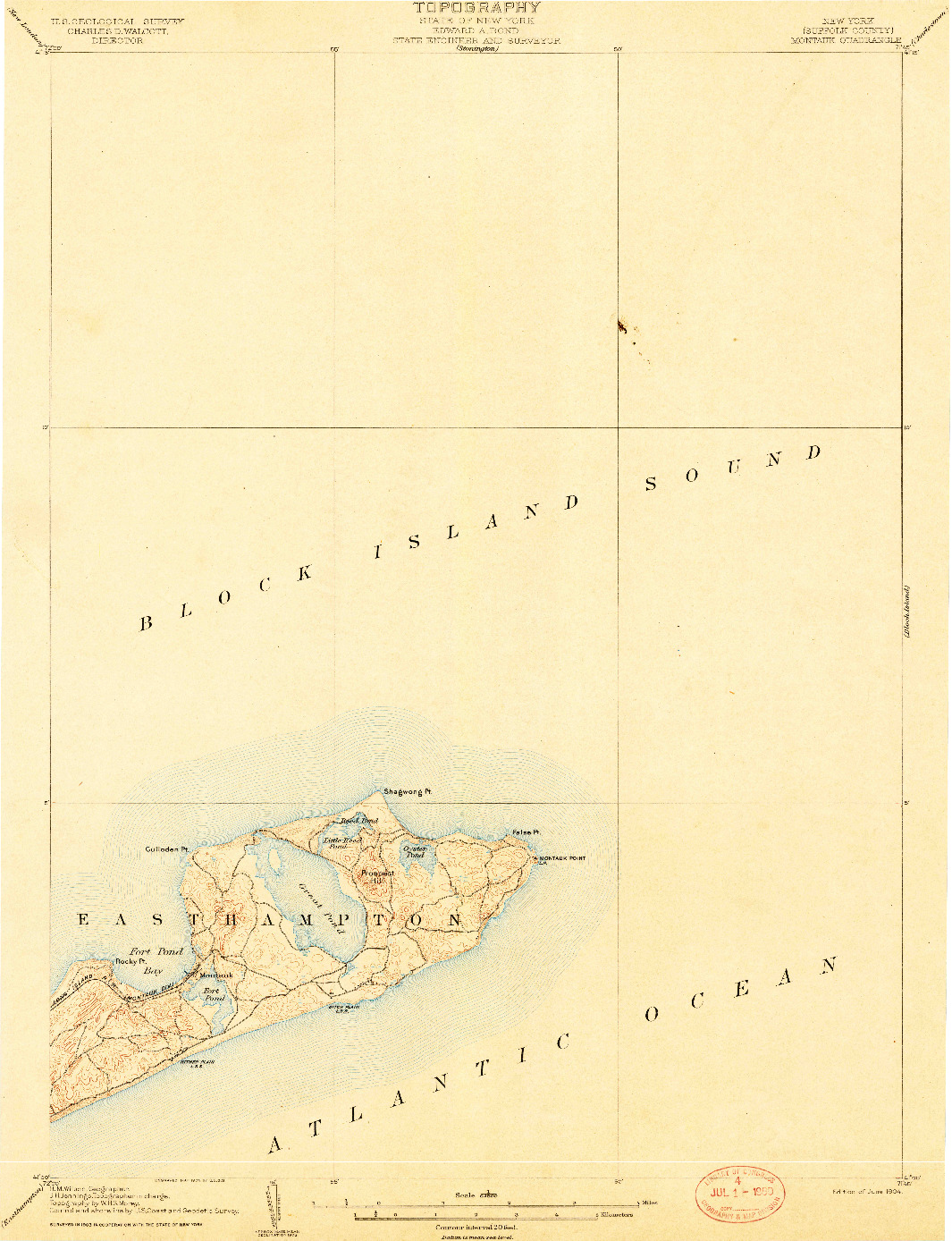 USGS 1:62500-SCALE QUADRANGLE FOR MONTAUK, NY 1904