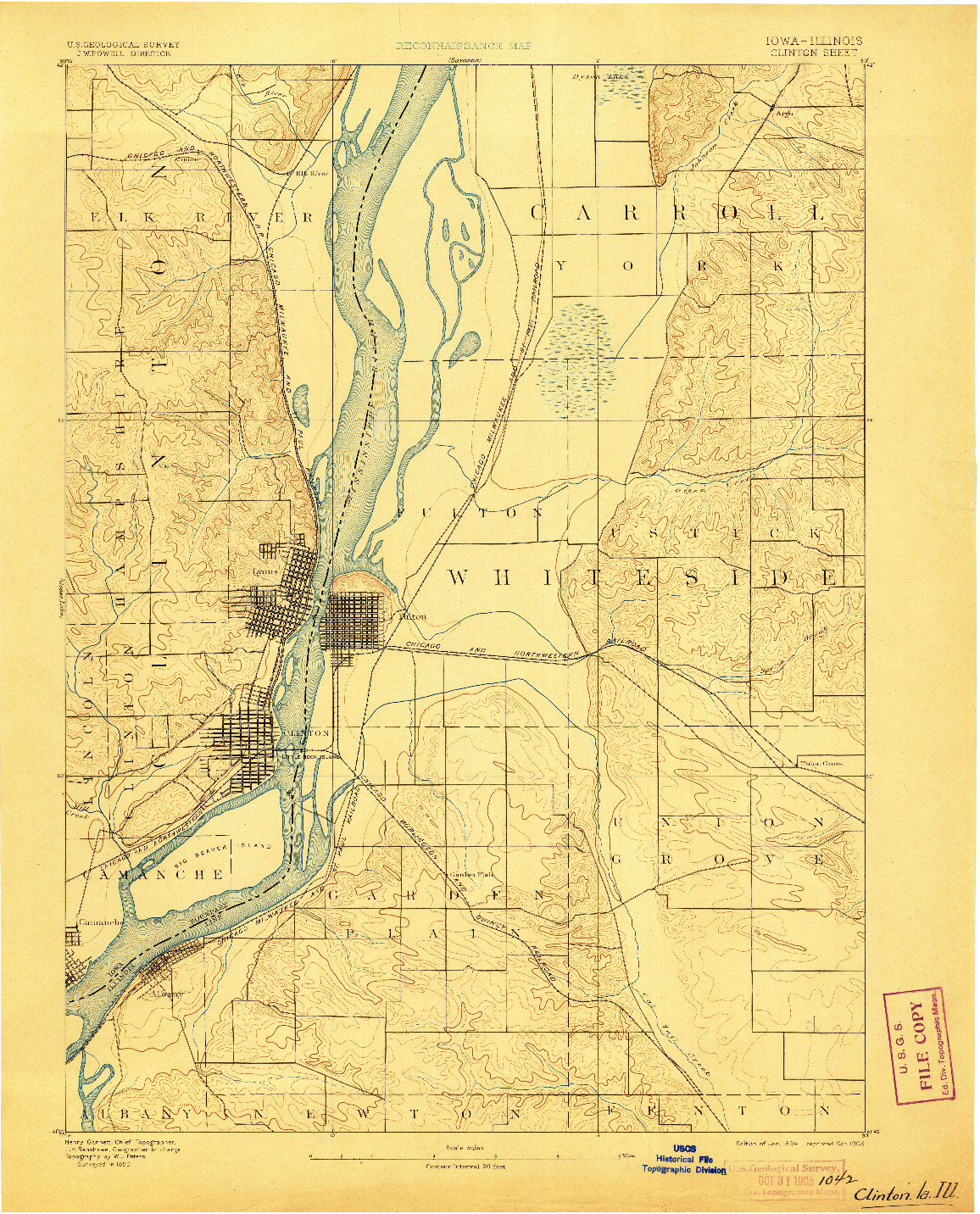 USGS 1:62500-SCALE QUADRANGLE FOR CLINTON, IA 1894