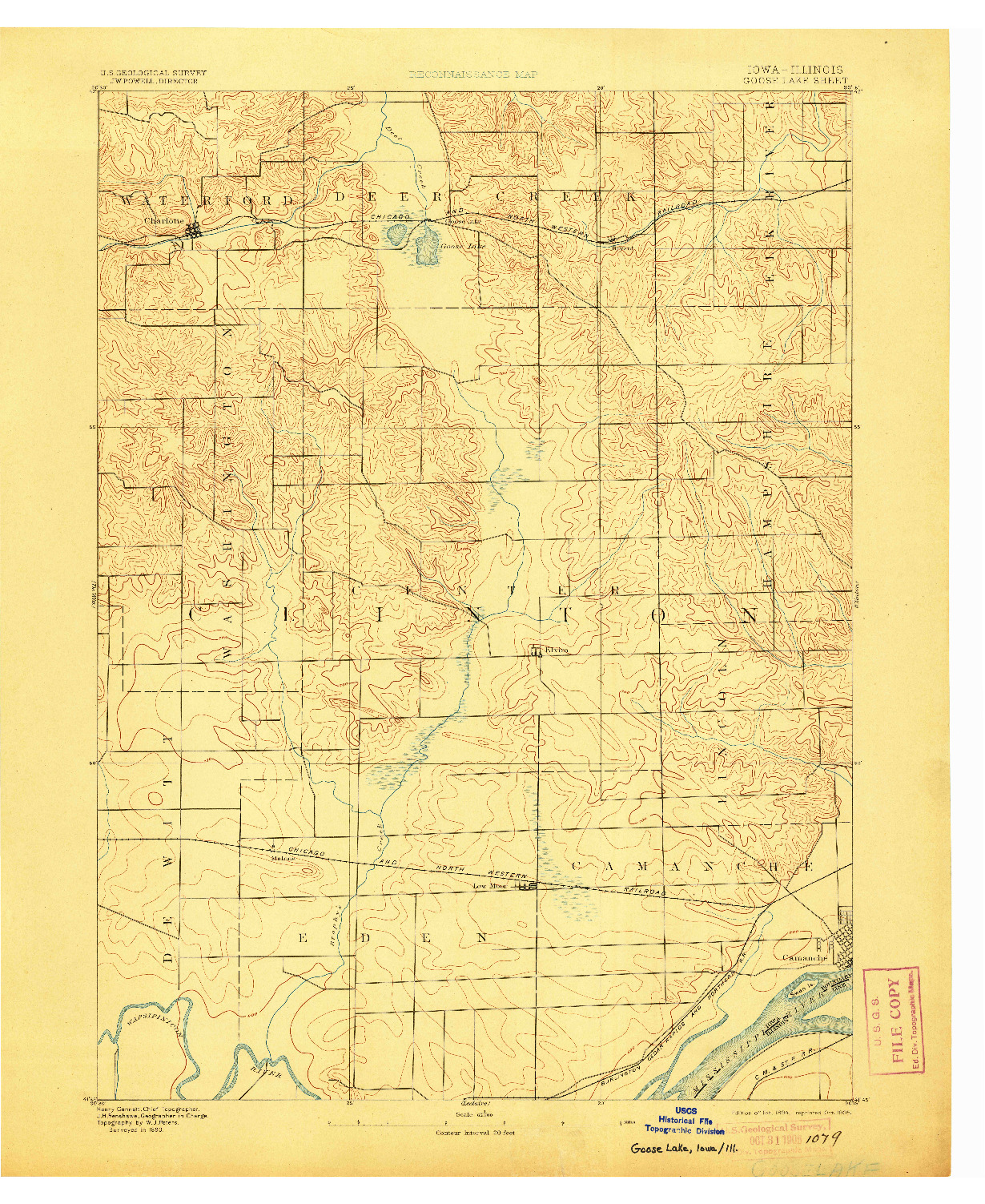 USGS 1:62500-SCALE QUADRANGLE FOR GOOSE LAKE, IA 1894