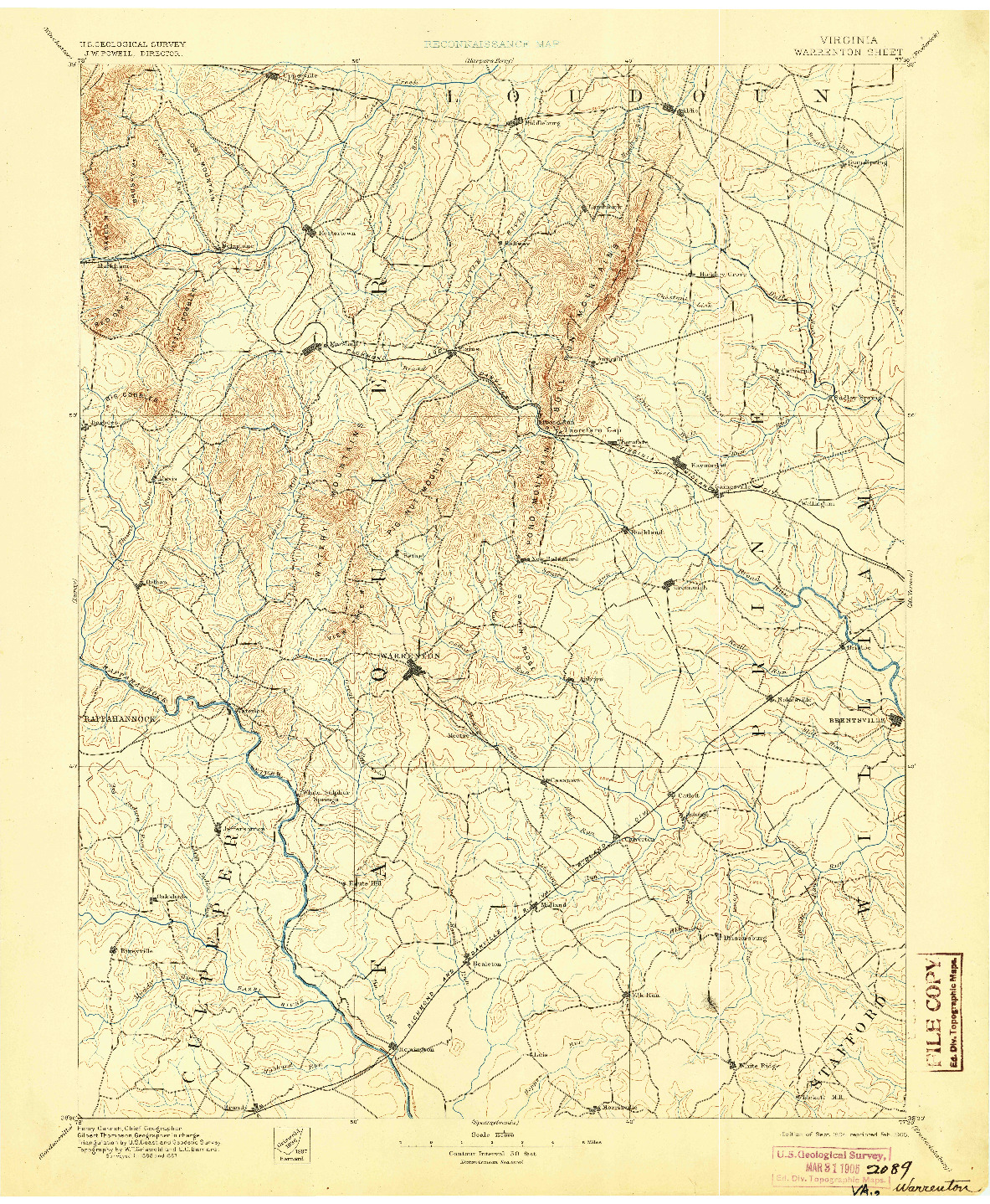 USGS 1:125000-SCALE QUADRANGLE FOR WARRENTON, VA 1894