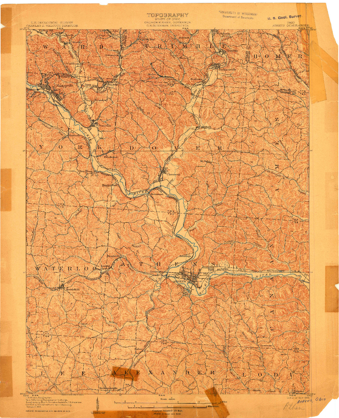 USGS 1:62500-SCALE QUADRANGLE FOR ATHENS, OH 1905