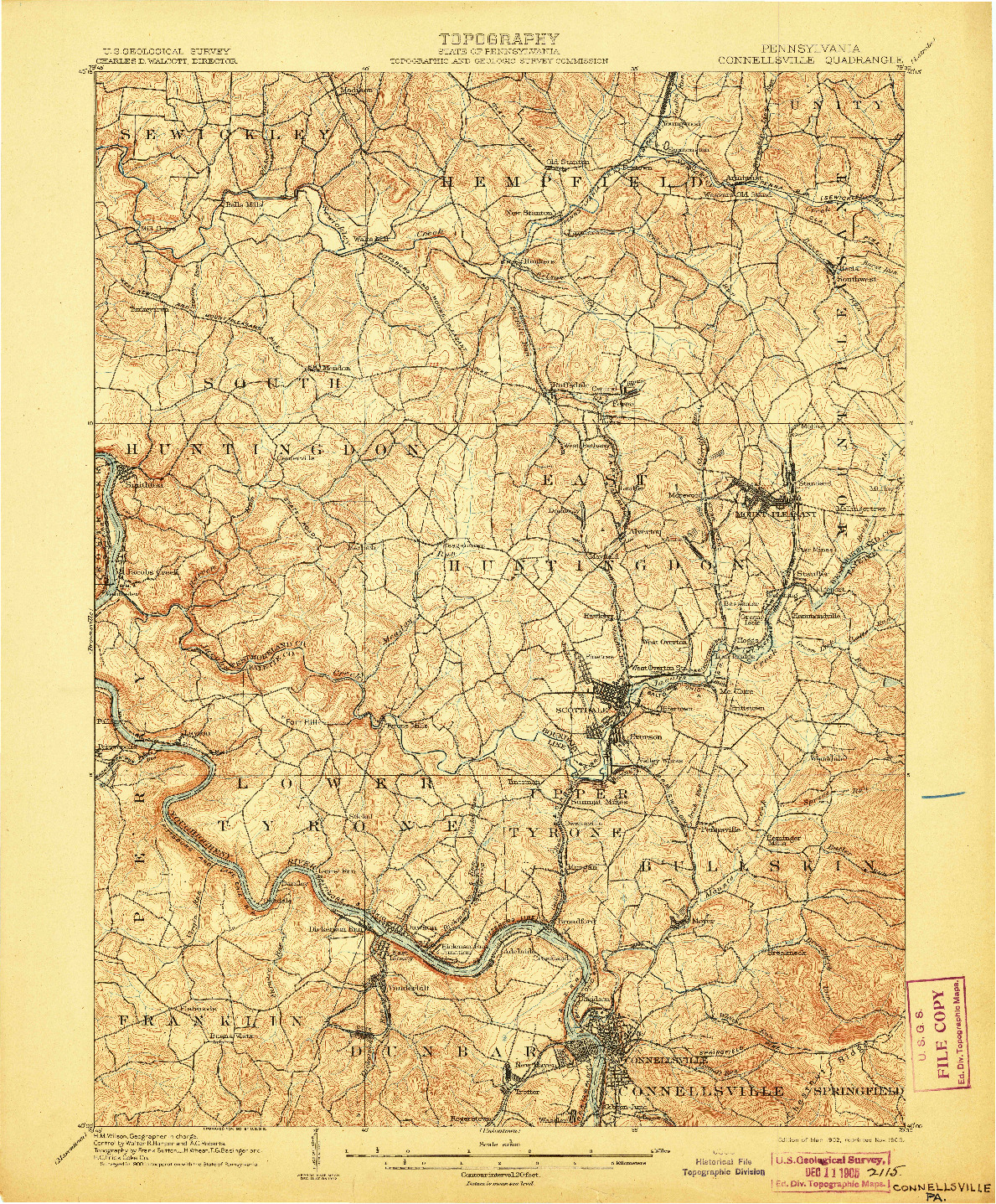 USGS 1:62500-SCALE QUADRANGLE FOR CONNELLSVILLE, PA 1902