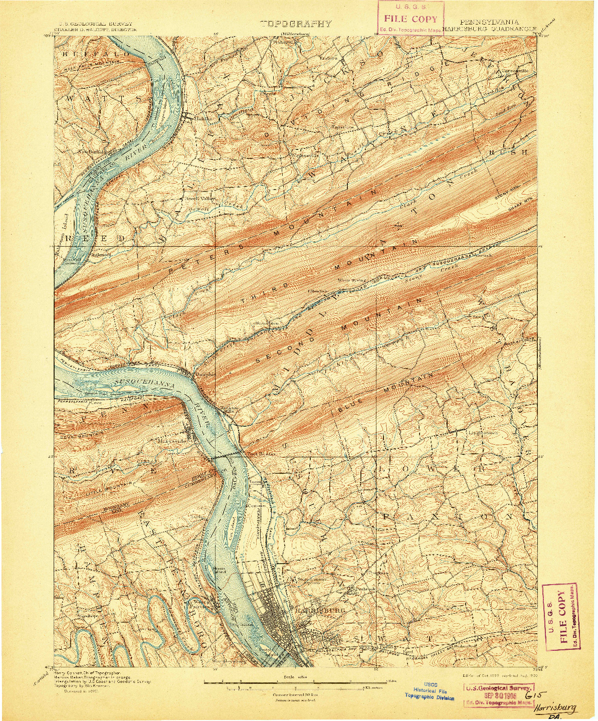 USGS 1:62500-SCALE QUADRANGLE FOR HARRISBURG, PA 1899