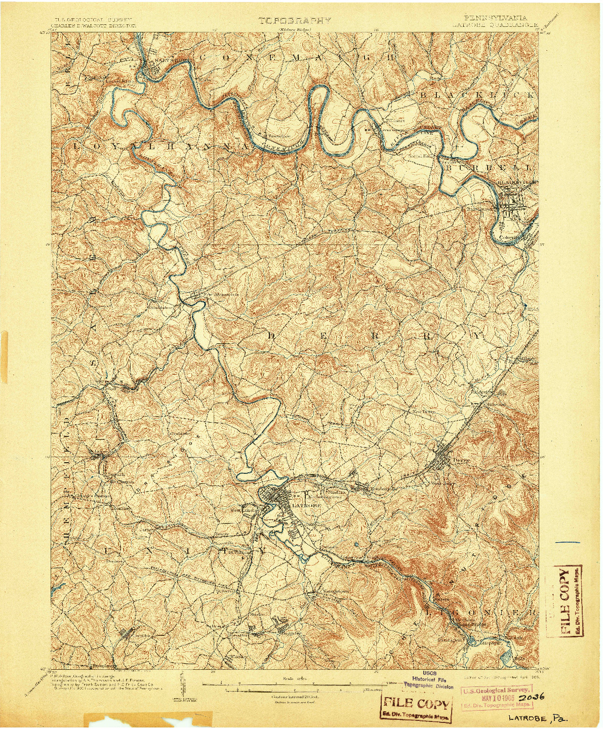 USGS 1:62500-SCALE QUADRANGLE FOR LATROBE, PA 1903