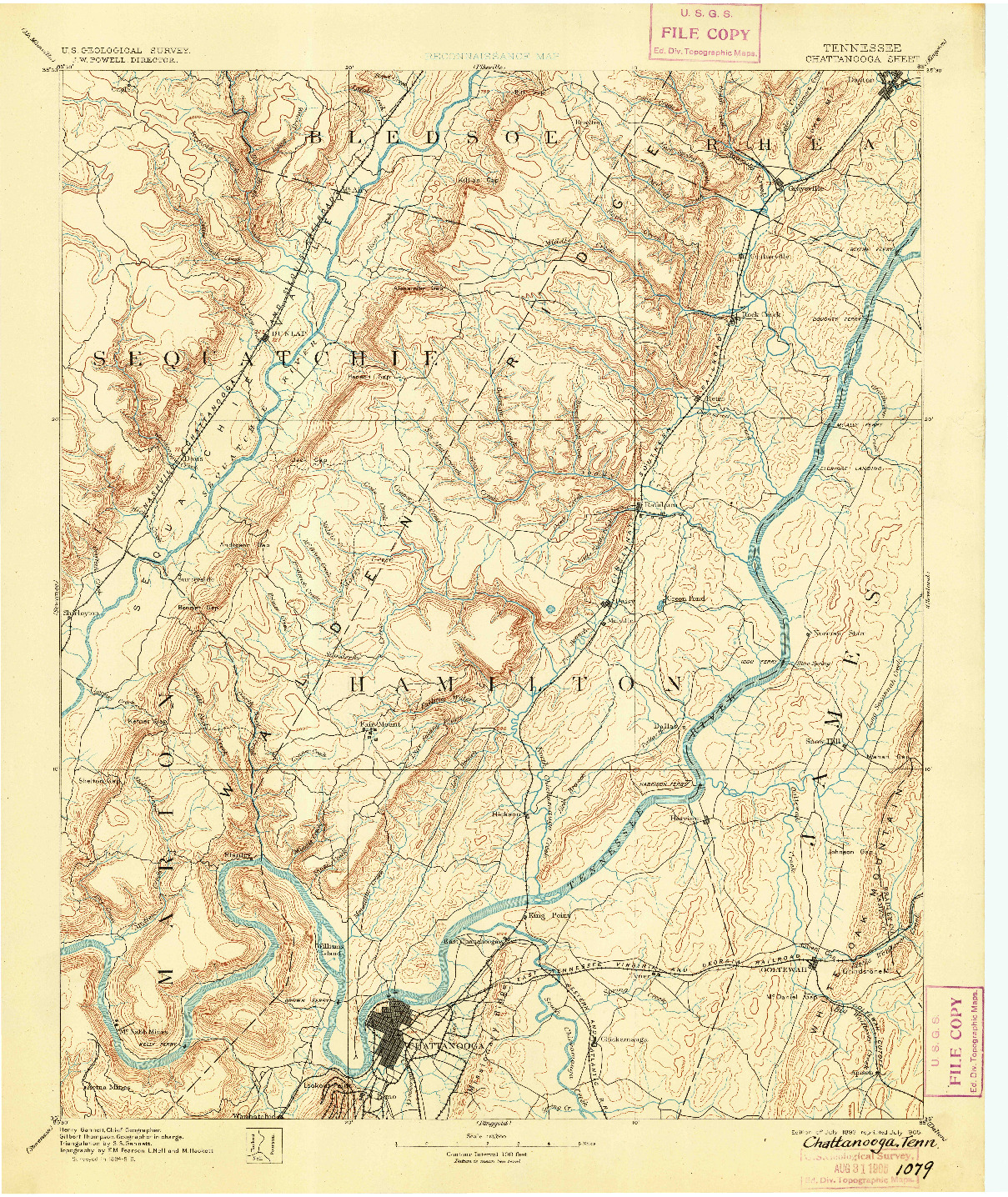 USGS 1:125000-SCALE QUADRANGLE FOR CHATTANOOGA, TN 1893