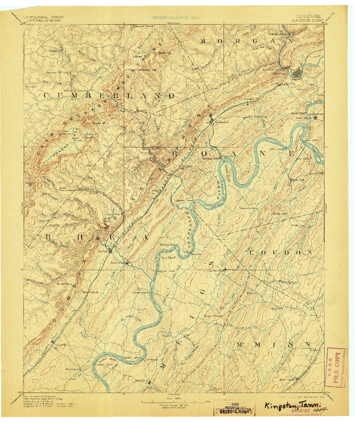 USGS 1:125000-SCALE QUADRANGLE FOR KINGSTON, TN 1893