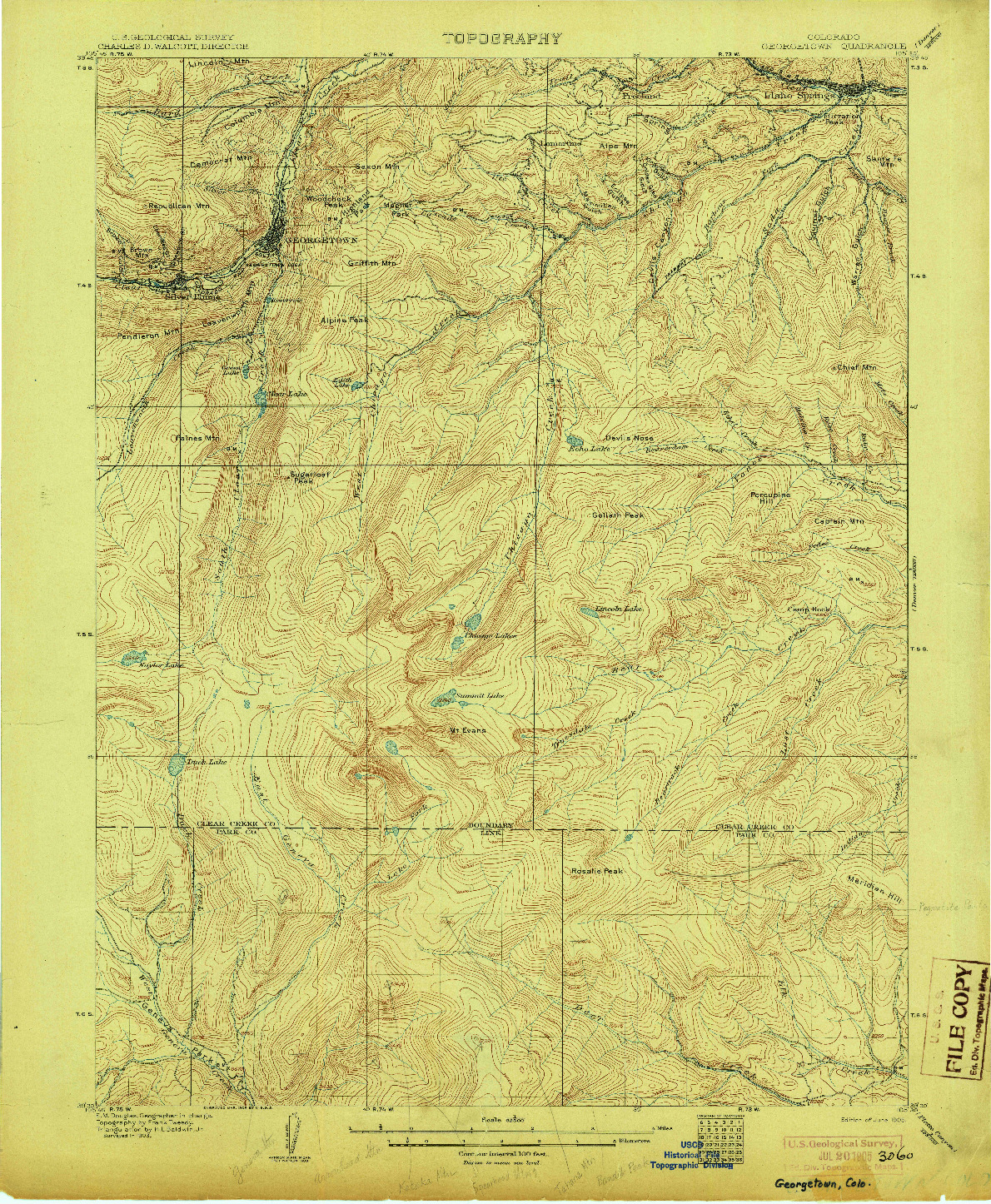 USGS 1:62500-SCALE QUADRANGLE FOR GEORGETOWN, CO 1905