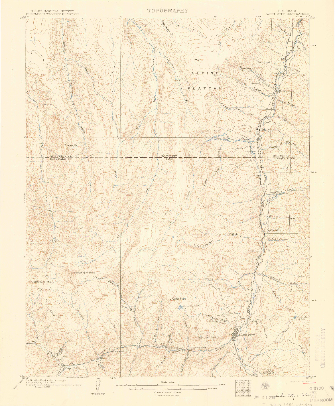 USGS 1:62500-SCALE QUADRANGLE FOR LAKE CITY, CO 1905