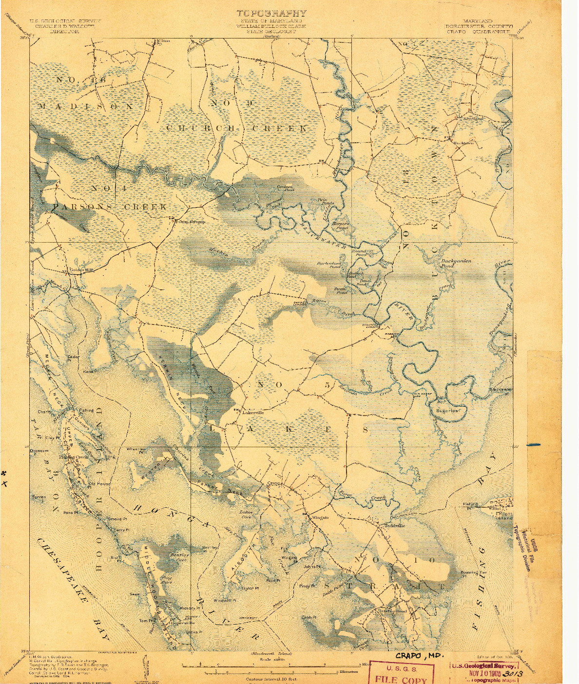 USGS 1:62500-SCALE QUADRANGLE FOR CRAPO, MD 1905
