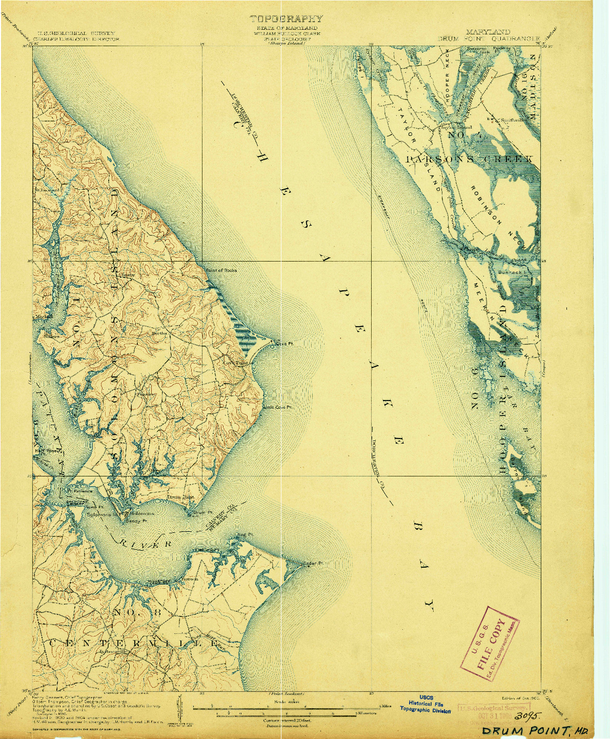 USGS 1:62500-SCALE QUADRANGLE FOR DRUM POINT, MD 1905