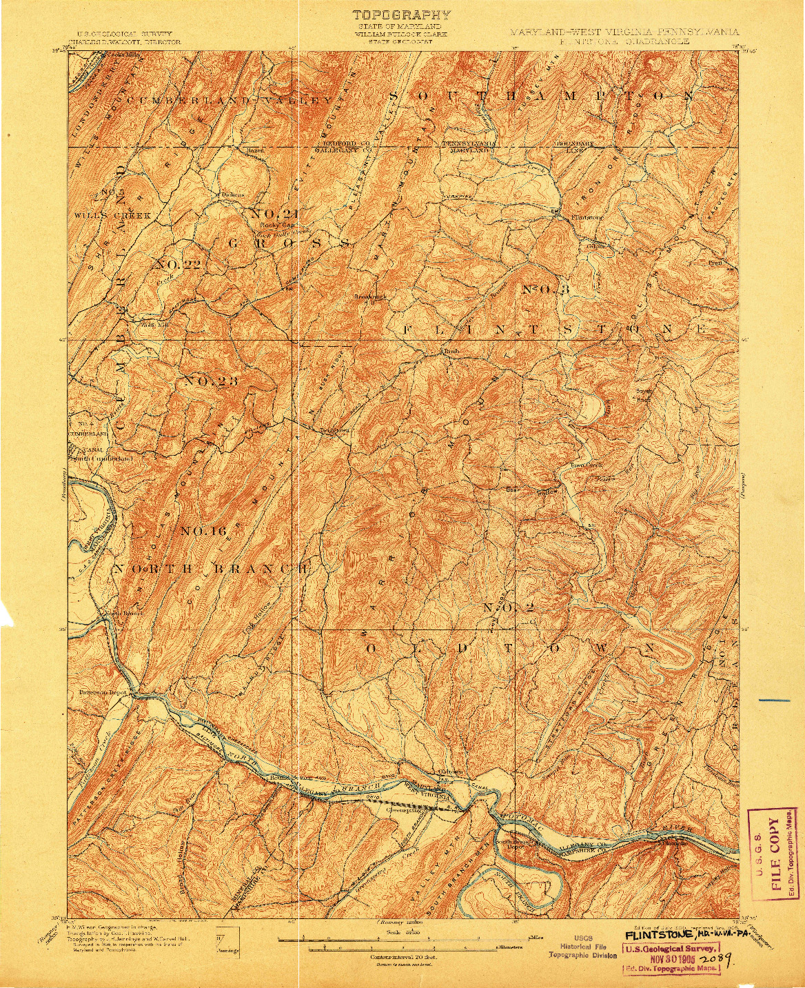 USGS 1:62500-SCALE QUADRANGLE FOR FLINTSTONE, MD 1900