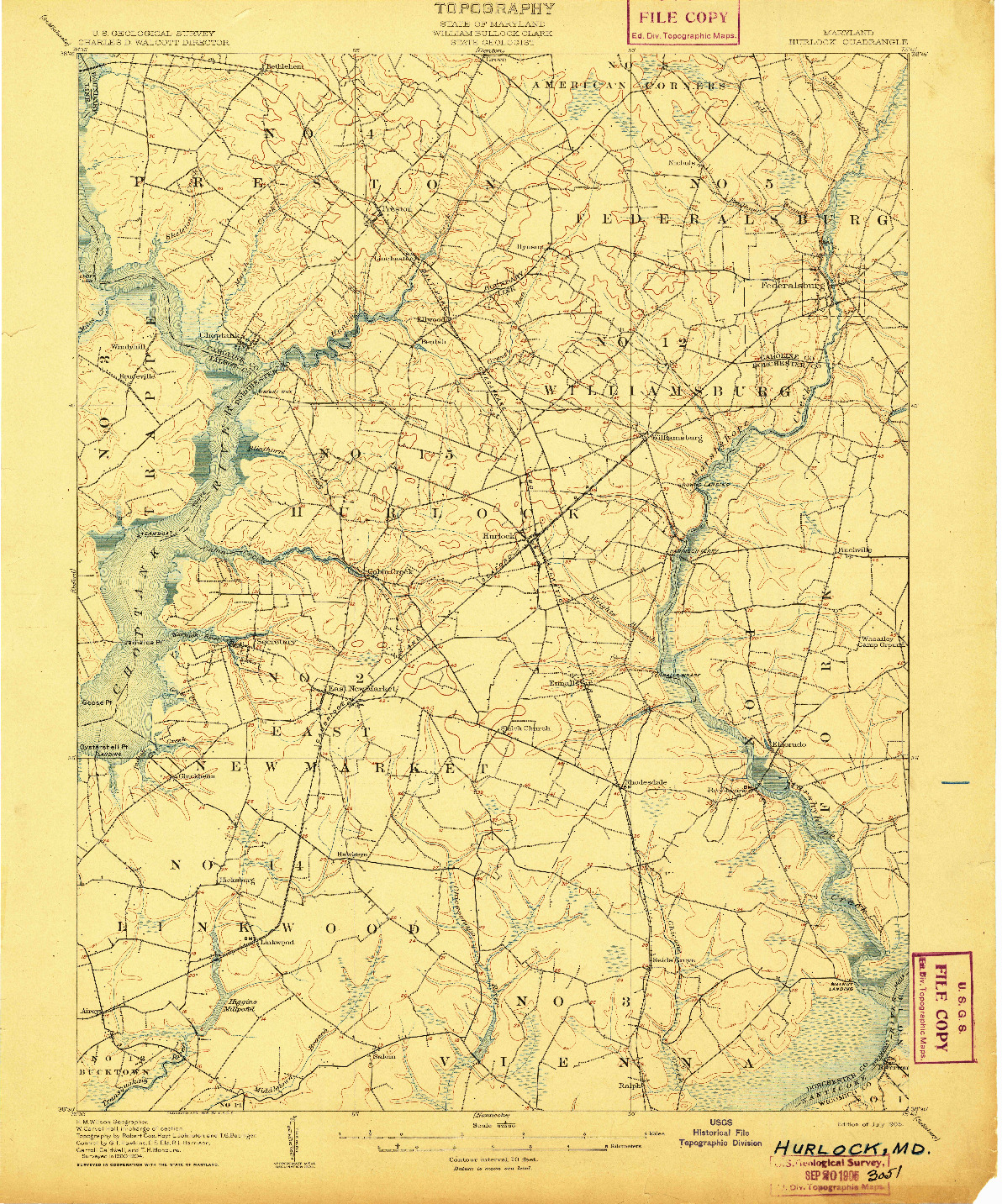 USGS 1:62500-SCALE QUADRANGLE FOR HURLOCK, MD 1905
