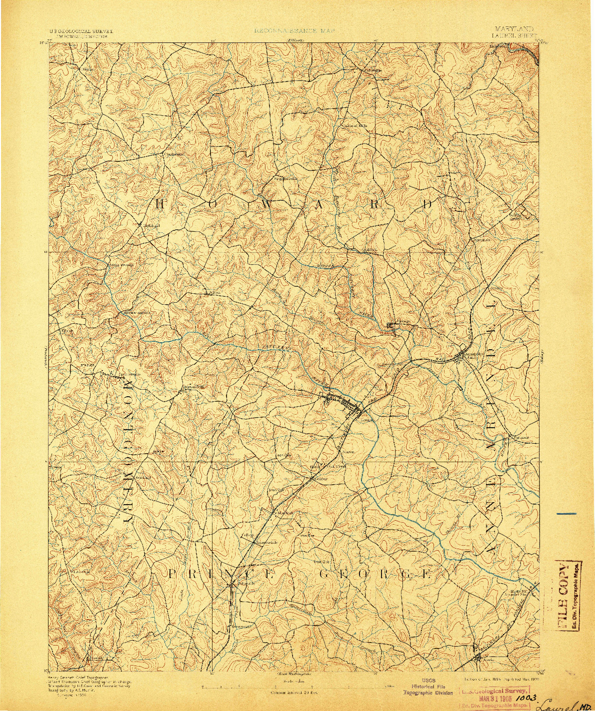 USGS 1:62500-SCALE QUADRANGLE FOR LAUREL, MD 1894