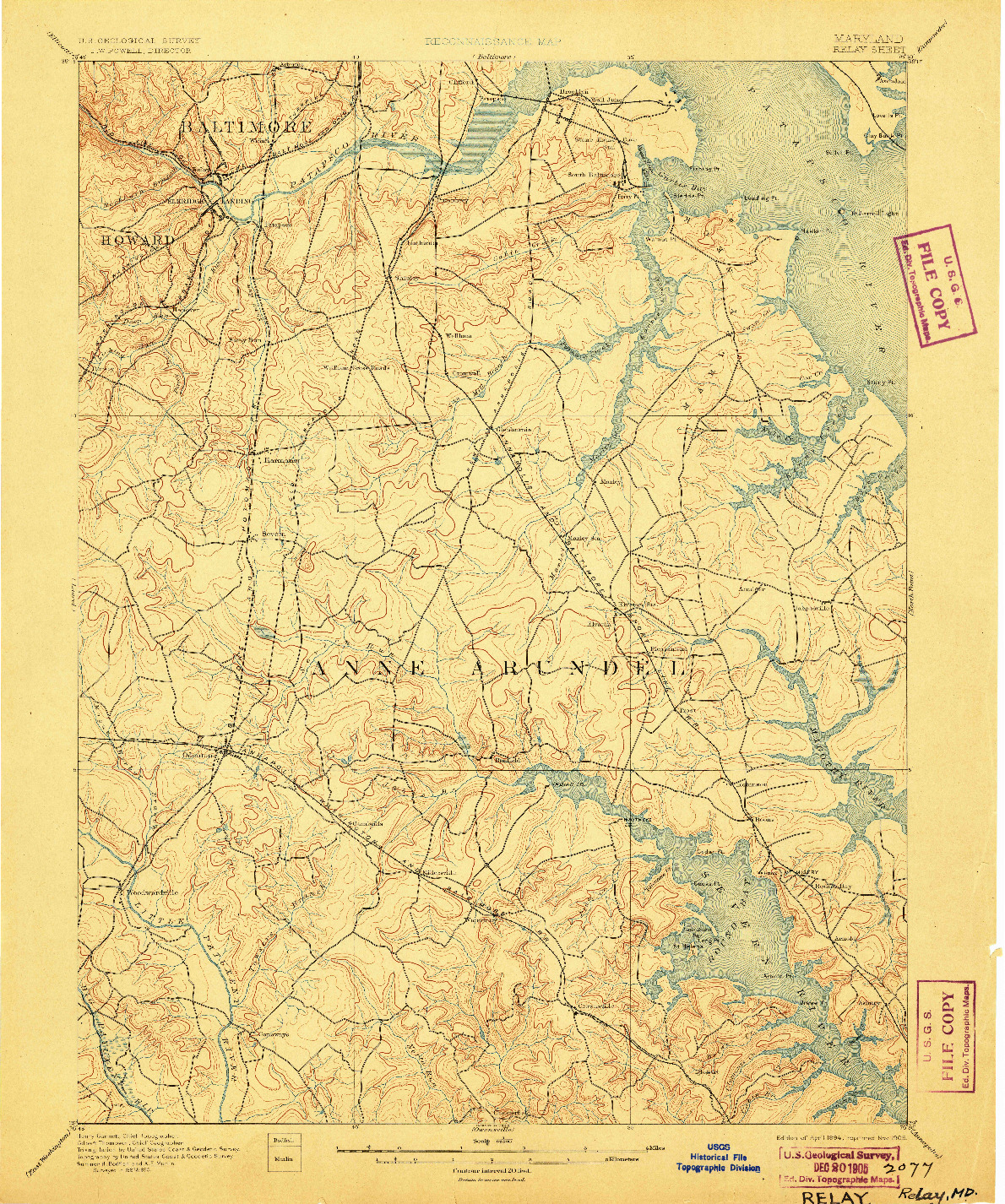 USGS 1:62500-SCALE QUADRANGLE FOR RELAY, MD 1894