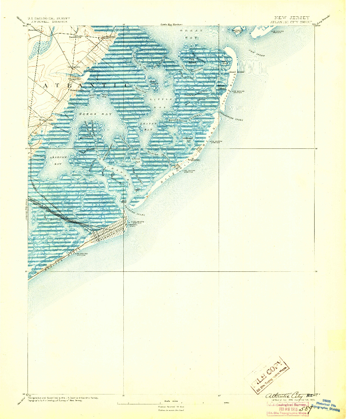 USGS 1:62500-SCALE QUADRANGLE FOR ATLANTIC CITY, NJ 1894