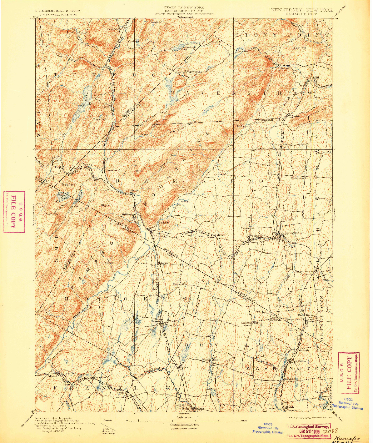 USGS 1:62500-SCALE QUADRANGLE FOR RAMAPO, NJ 1893