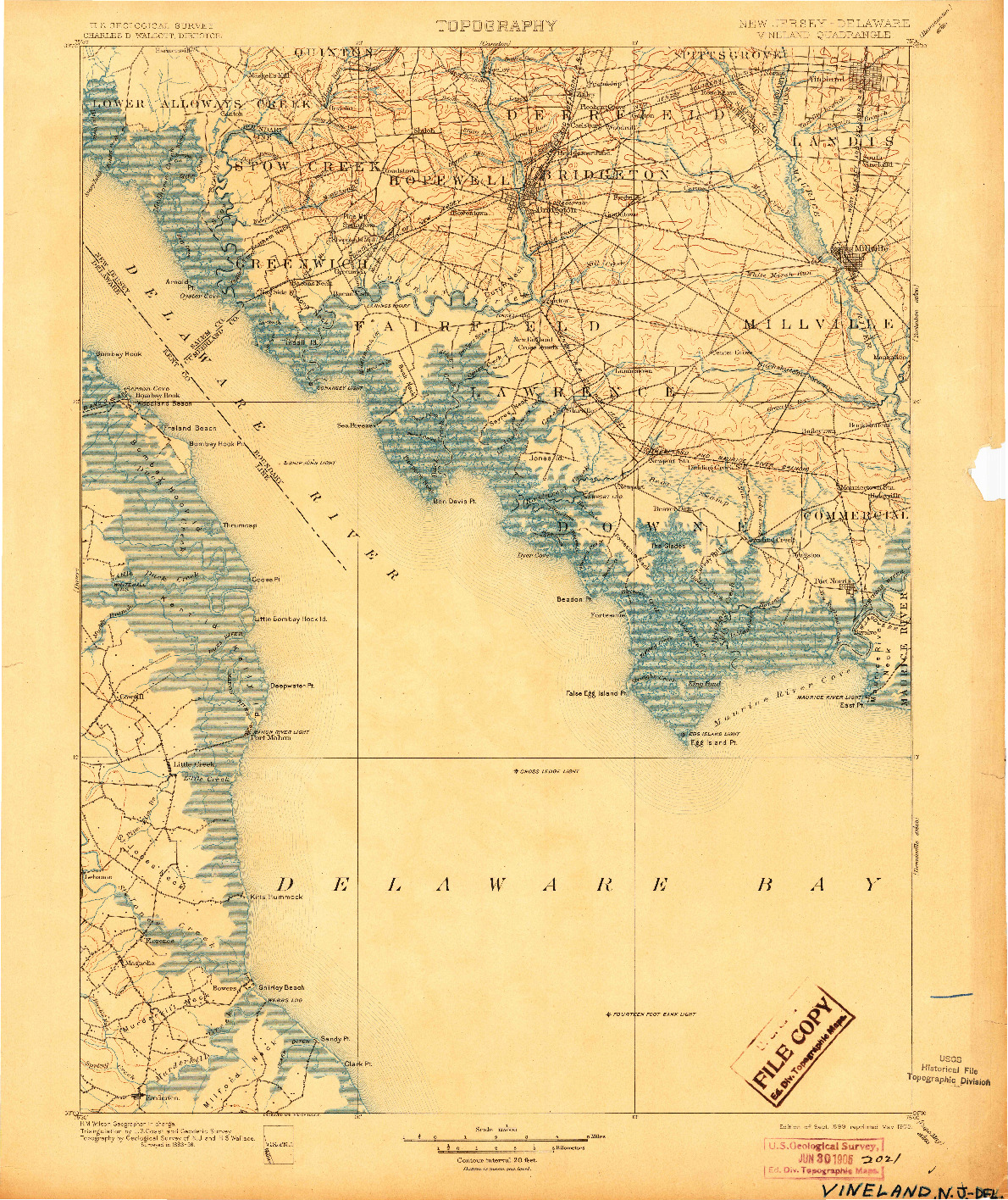 USGS 1:125000-SCALE QUADRANGLE FOR VINELAND, NJ 1899
