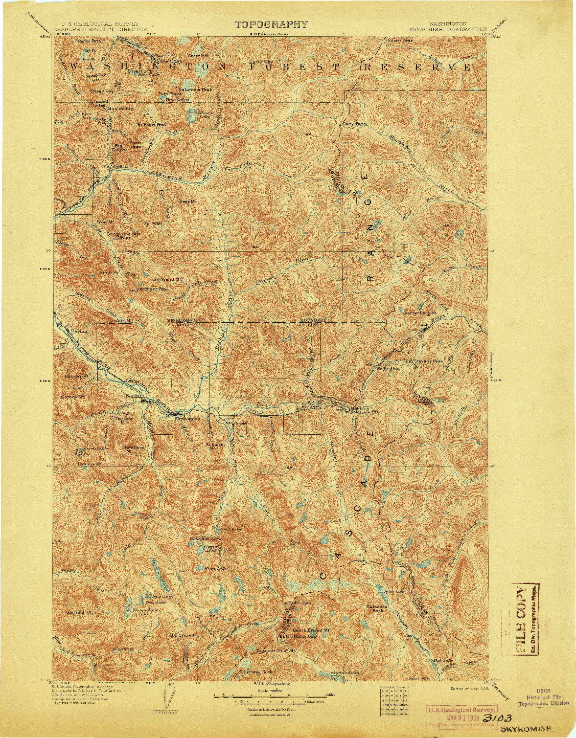 USGS 1:125000-SCALE QUADRANGLE FOR SKYKOMISH, WA 1905